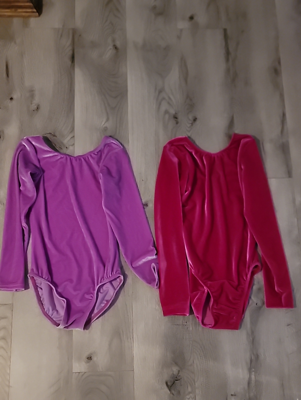 NWOT GK Elite Pink Leotard & Lavender Long Sleeve Velvet Adult XS